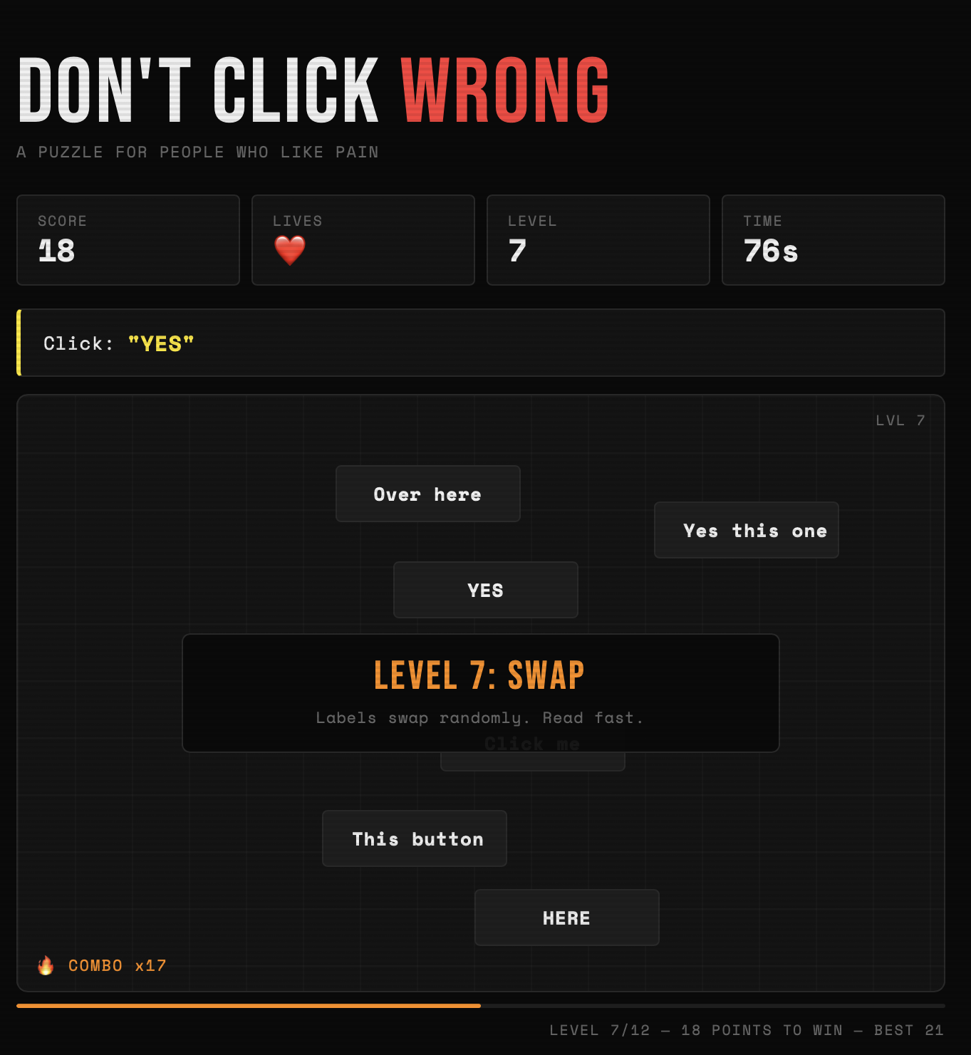 DON'T CLICK WRONG gameplay